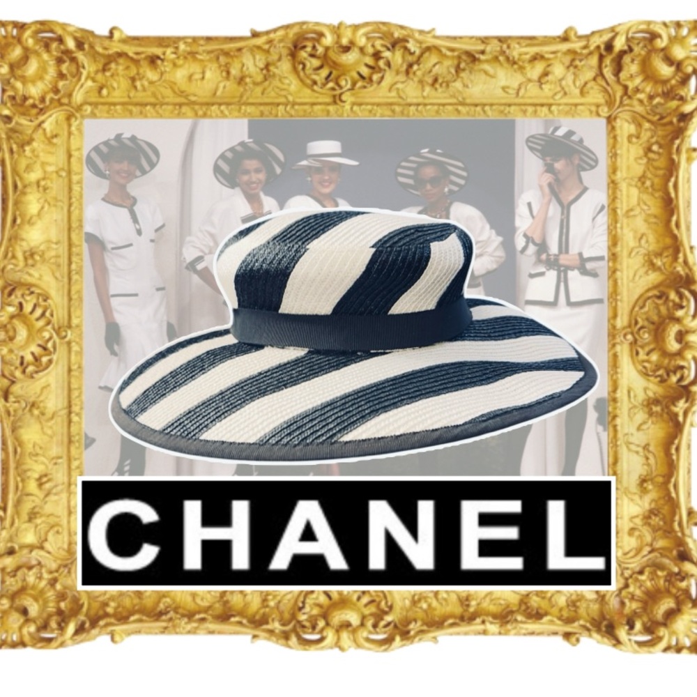 CHANEL Black and White Hat 1987 Spring Ready to Wear Runway Show